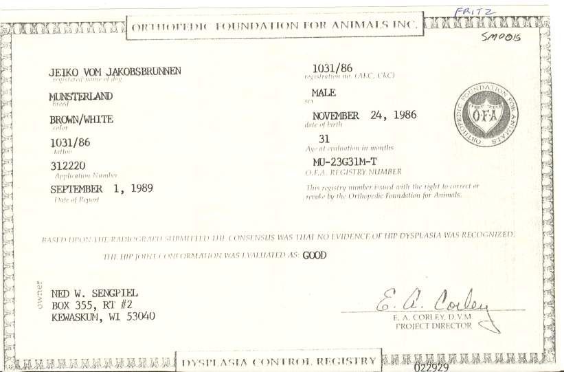 Fritz OFA Certificate